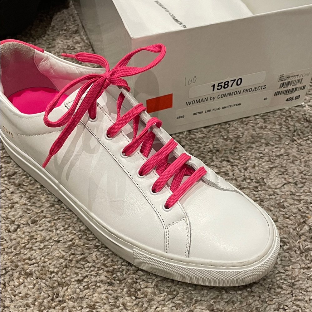 Common Projects Women's White Sneakers with Pink Laces lightly used size 40